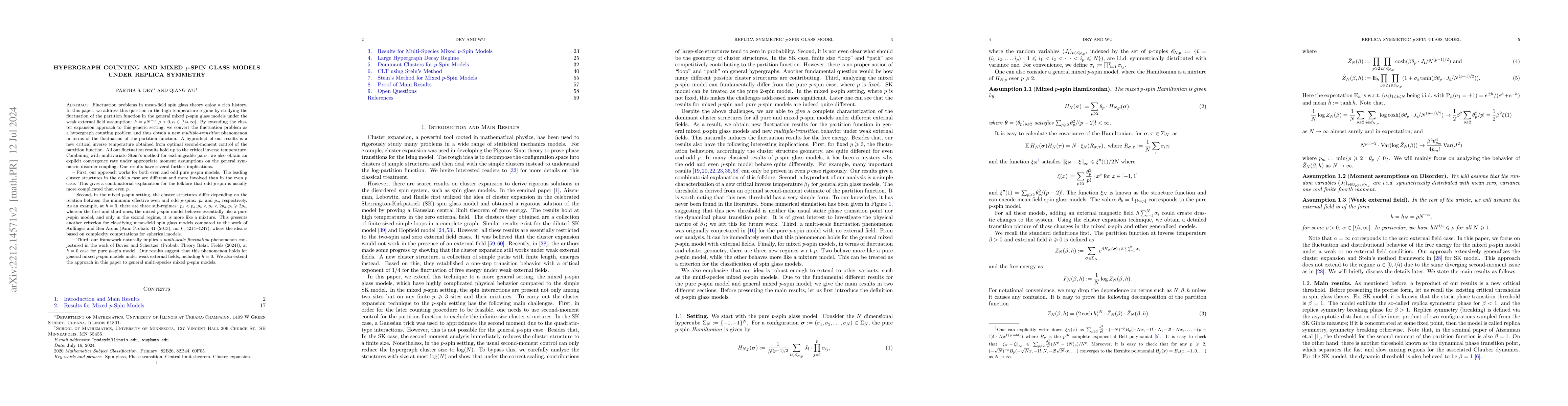Thumbnail for Hypergraph Counting and Mixed $p$-Spin Glass Models under Replica
  Symmetry