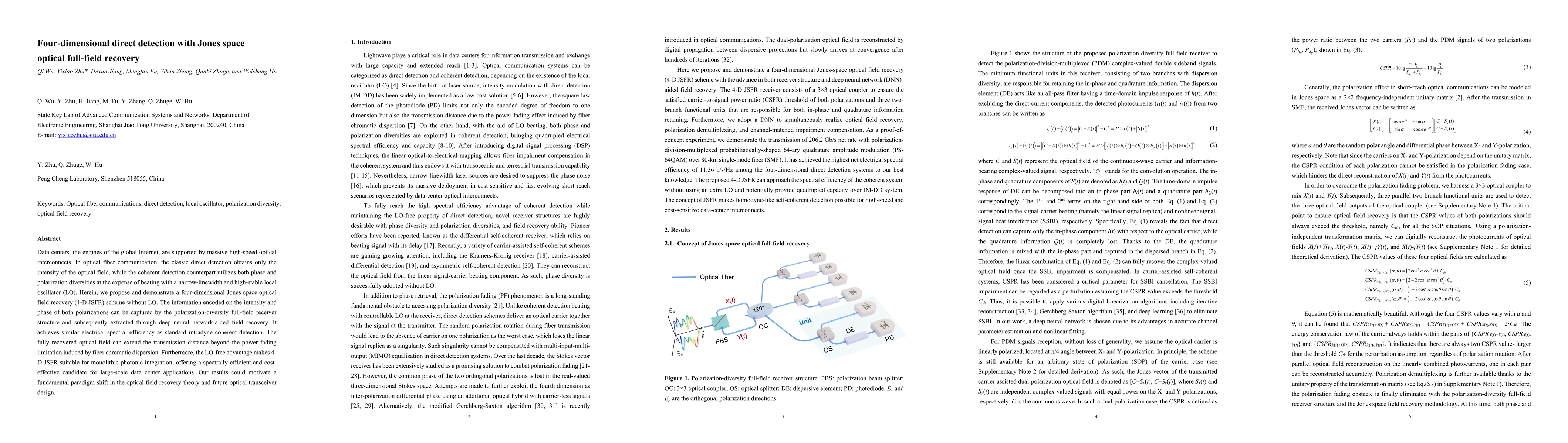 Thumbnail for Four-dimensional direct detection with Jones space optical full-field
  recovery
