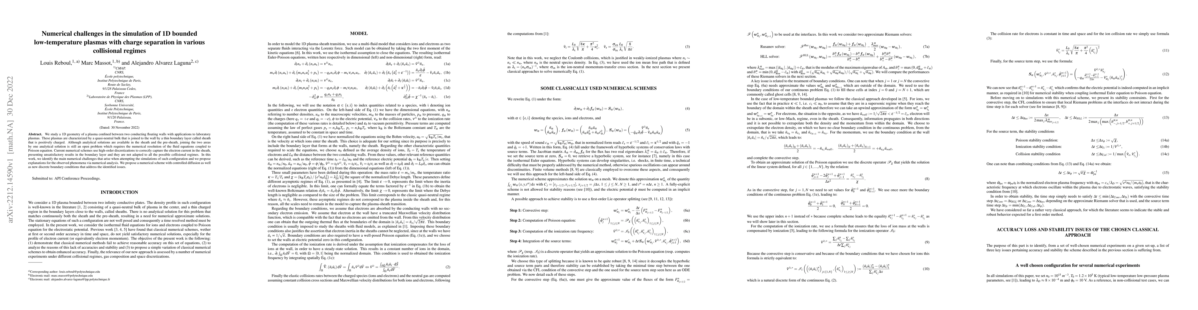 Thumbnail for Numerical challenges in the simulation of 1D bounded low-temperature
  plasmas with charge separation in various collisional regimes