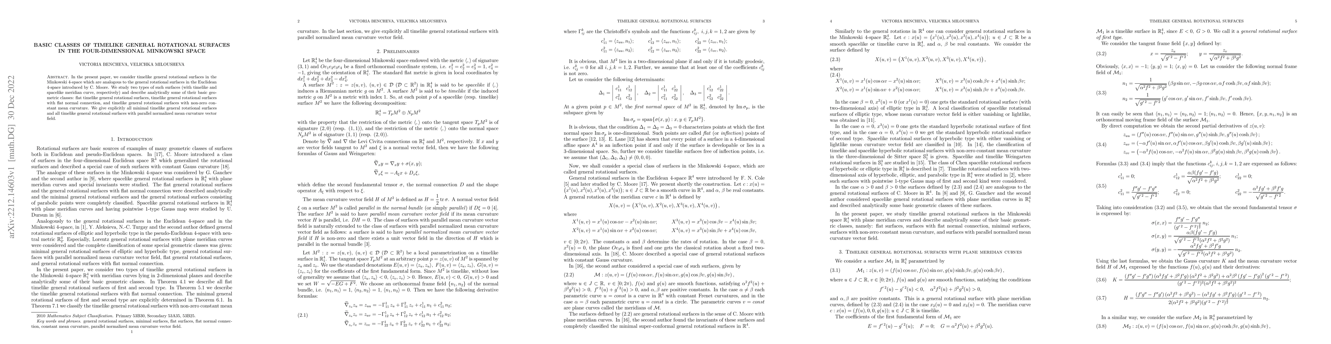 Thumbnail for Basic Classes of Timelike General Rotational Surfaces in the
  Four-dimensional Minkowski Space