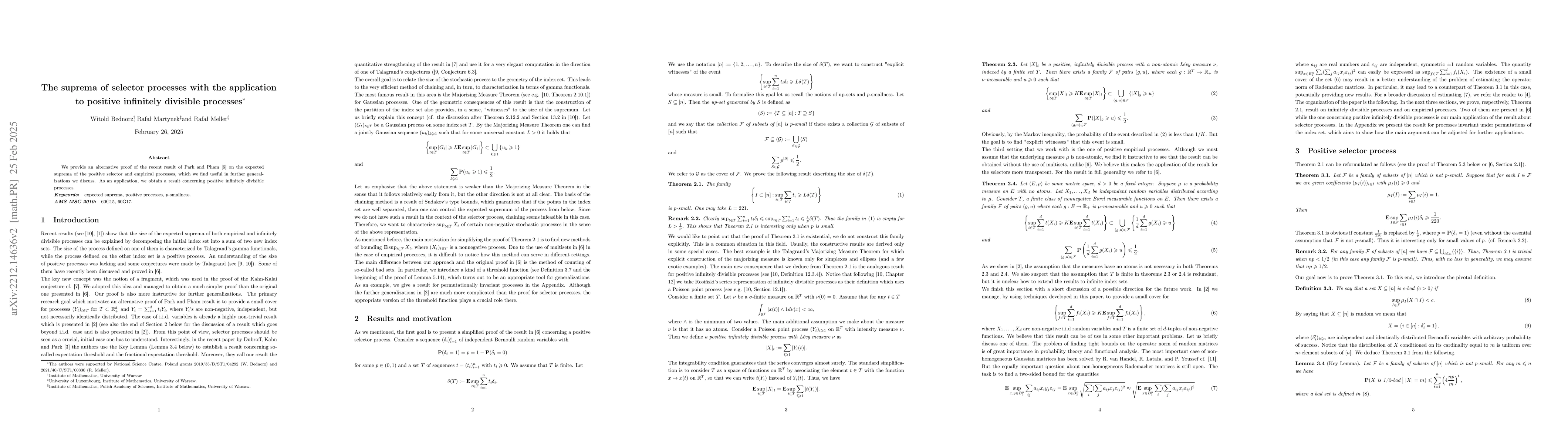 Thumbnail for The suprema of selector processes with the application to positive
  infinitely divisible processes