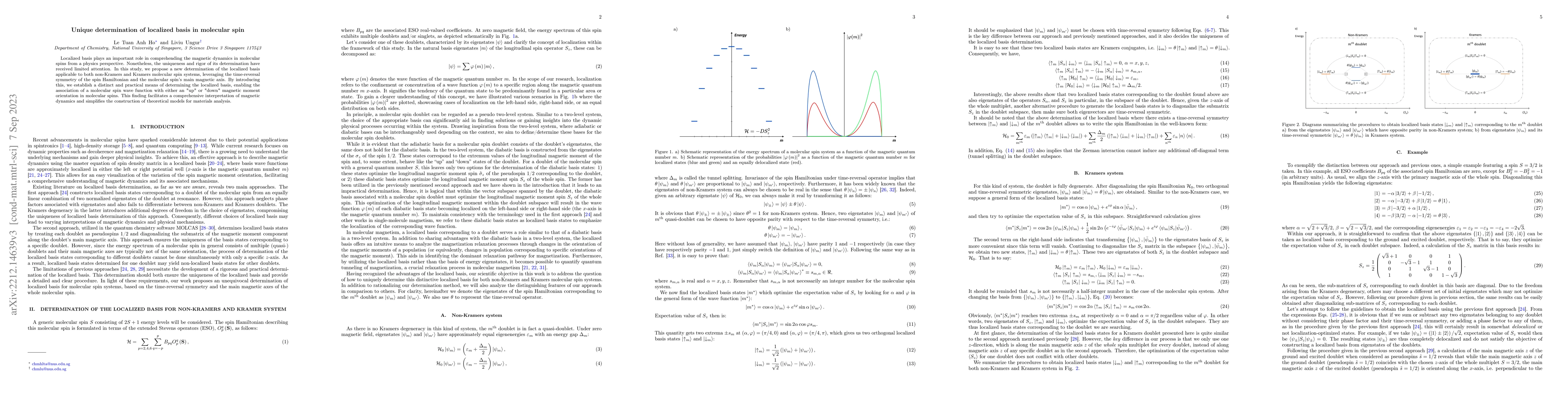 Thumbnail for Unique determination of localized basis in molecular spin