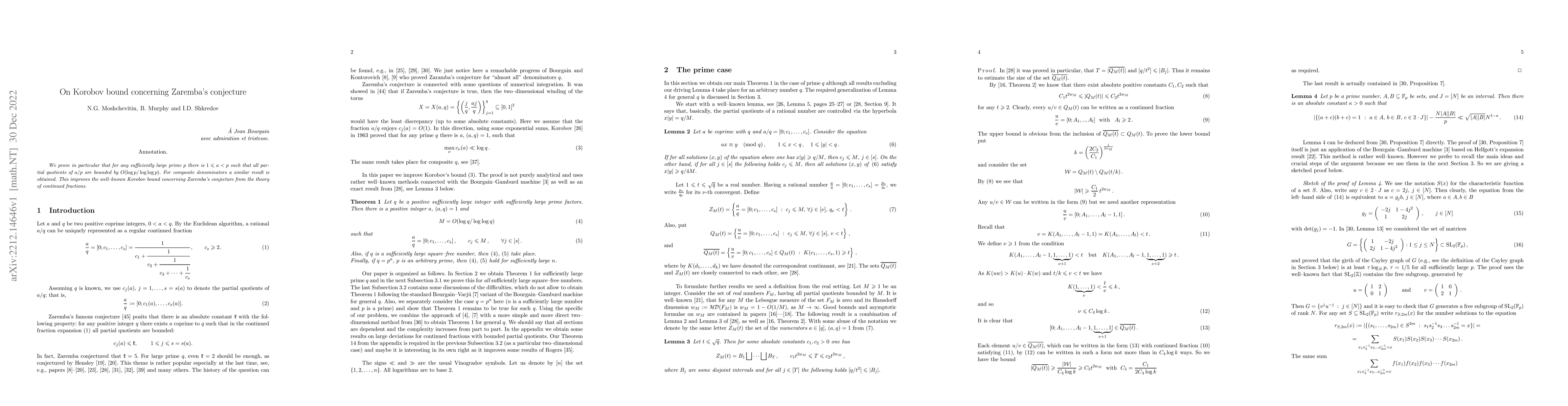 Thumbnail for On Korobov bound concerning Zaremba's conjecture