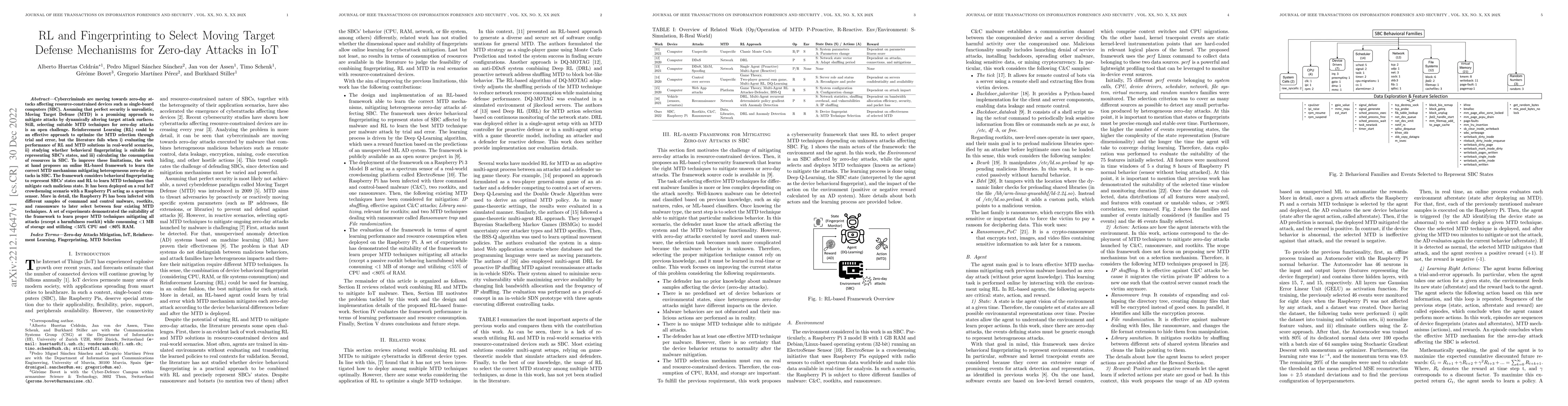 Thumbnail for RL and Fingerprinting to Select Moving Target Defense Mechanisms for
  Zero-day Attacks in IoT