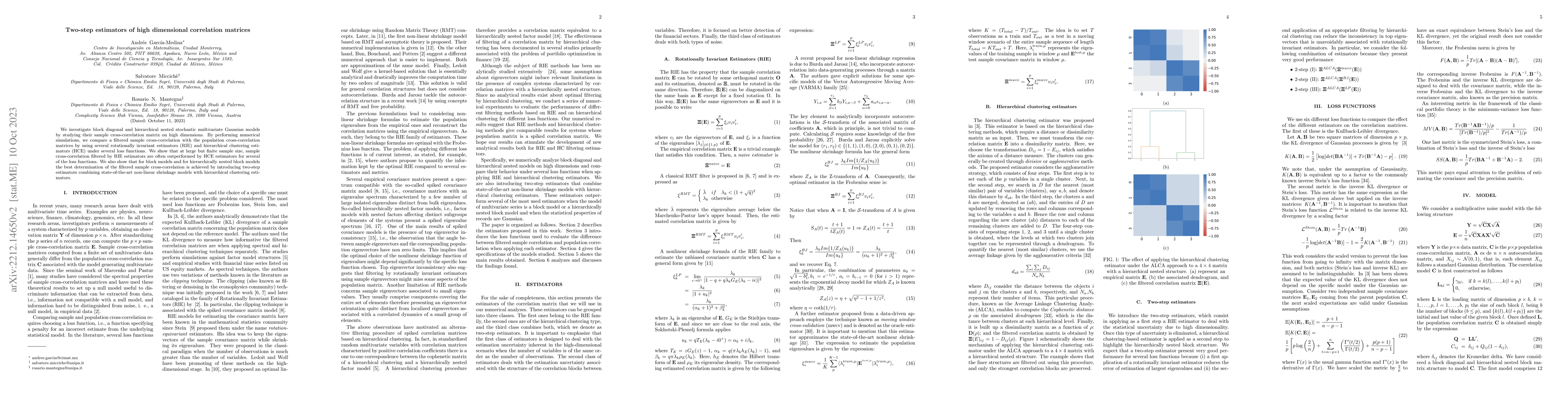 Thumbnail for Two-step estimators of high dimensional correlation matrices