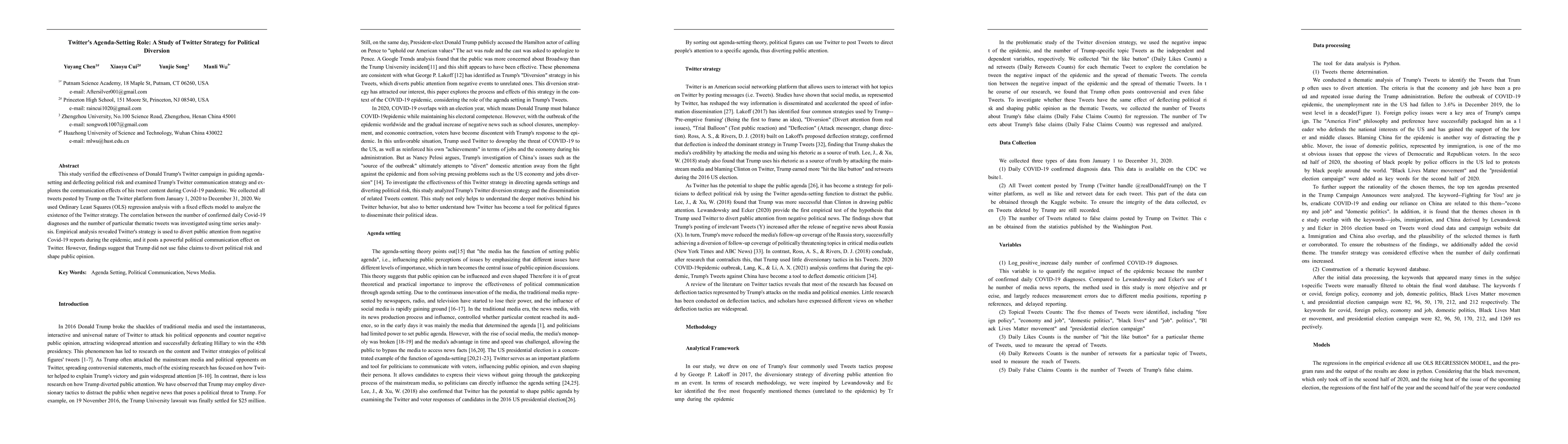 Thumbnail for Twitter's Agenda-Setting Role: A Study of Twitter Strategy for Political
  Diversion