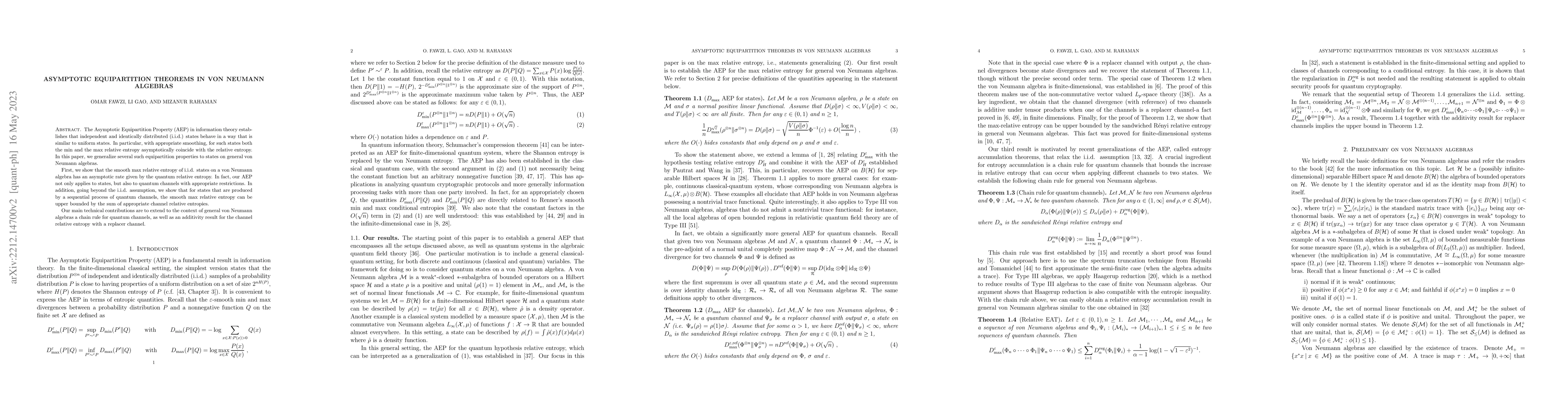 Thumbnail for Asymptotic Equipartition Theorems in von Neumann algebras