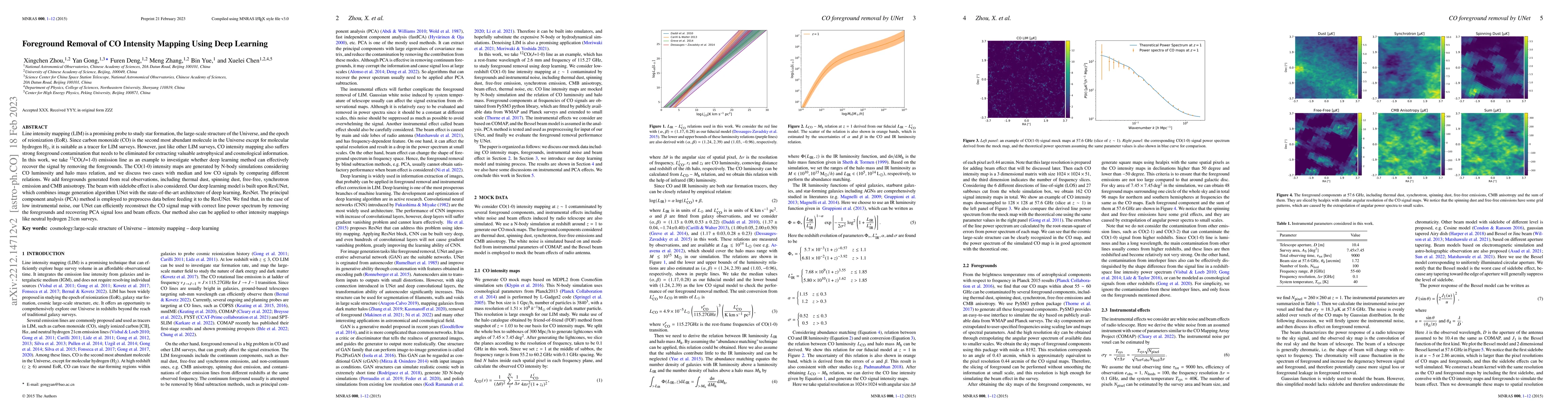 Thumbnail for Foreground Removal of CO Intensity Mapping Using Deep Learning