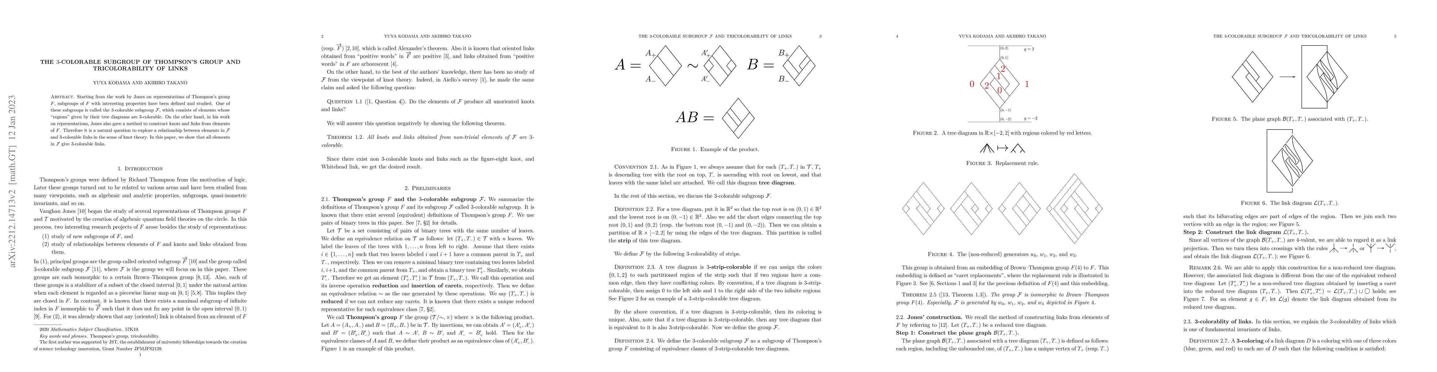 Thumbnail for The $3$-colorable subgroup of Thompson's group and tricolorability of
  links