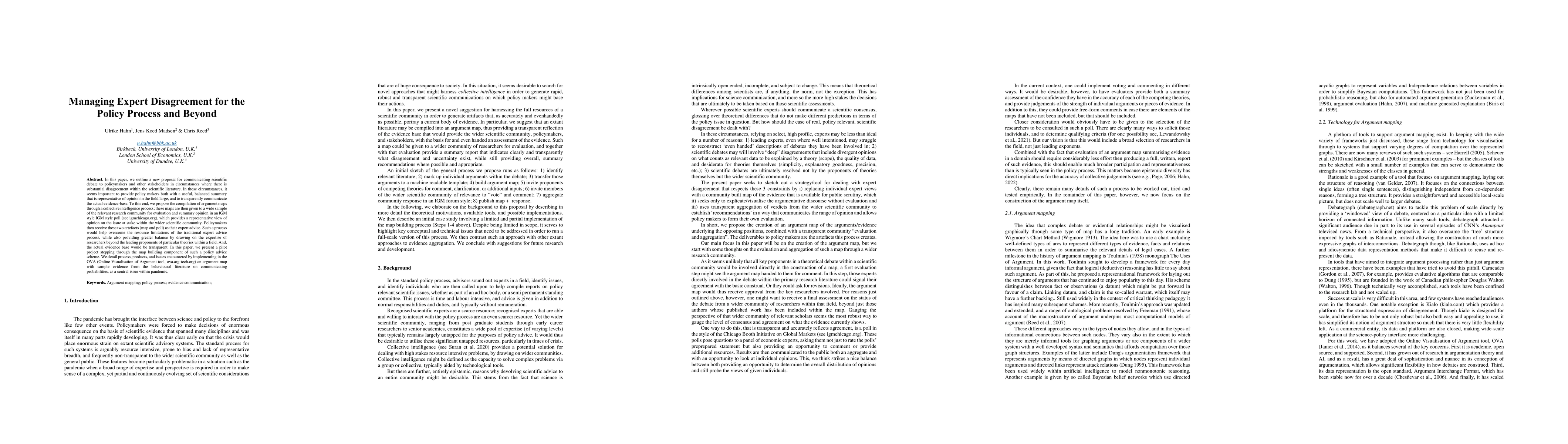 Thumbnail for Managing Expert Disagreement for the Policy Process and Beyond
