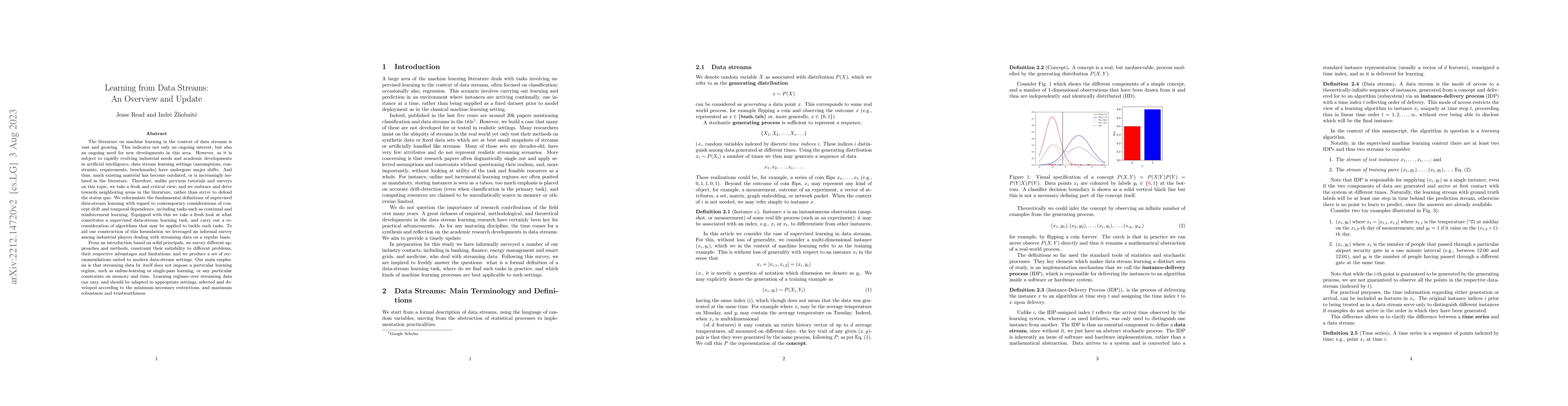 Thumbnail for Learning from Data Streams: An Overview and Update