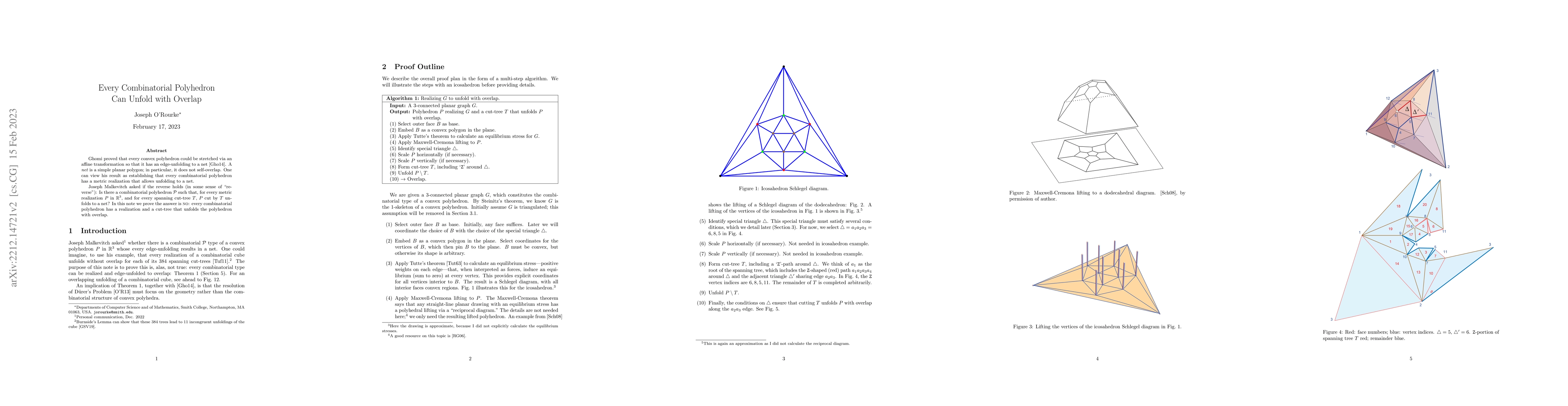 Thumbnail for Every Combinatorial Polyhedron Can Unfold with Overlap