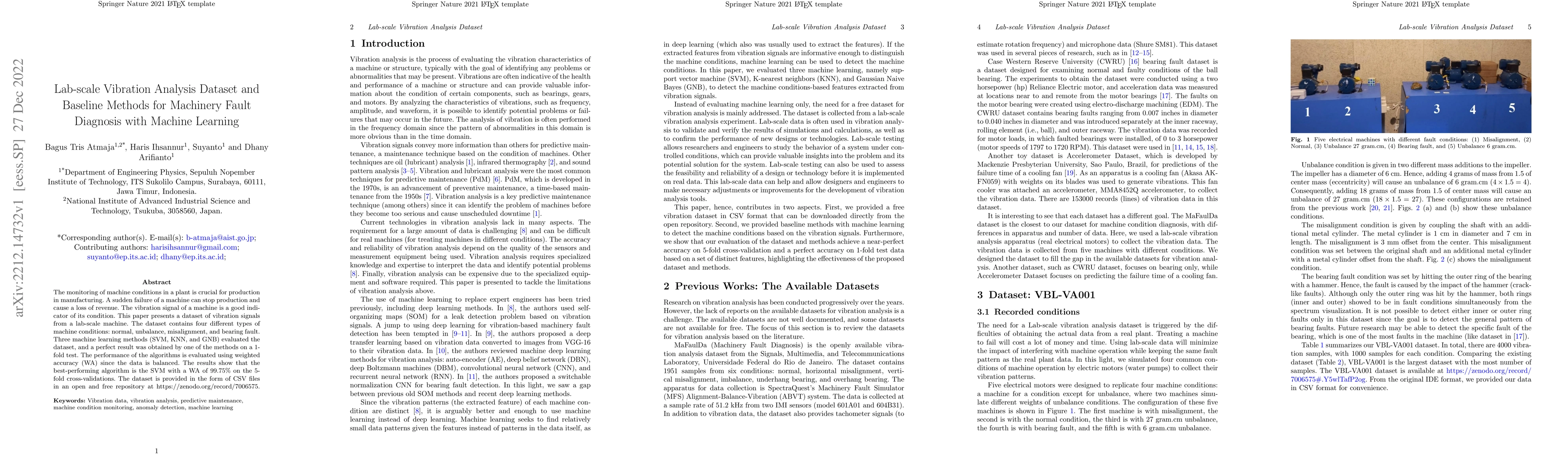 Thumbnail for Lab-scale Vibration Analysis Dataset and Baseline Methods for Machinery
  Fault Diagnosis with Machine Learning