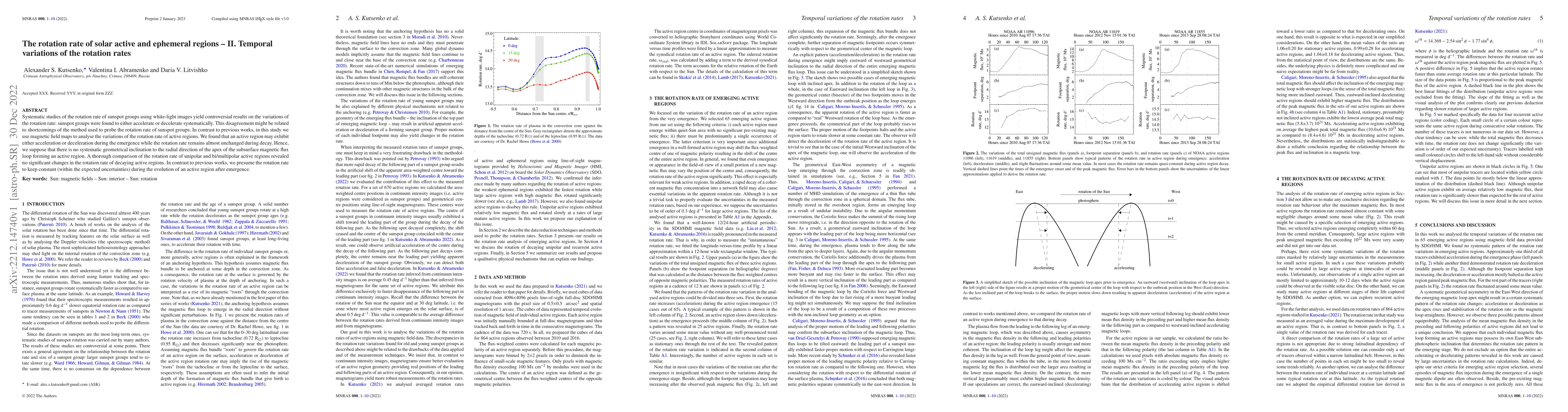 Thumbnail for The rotation rate of solar active and ephemeral regions -- II. Temporal
  variations of the rotation rates