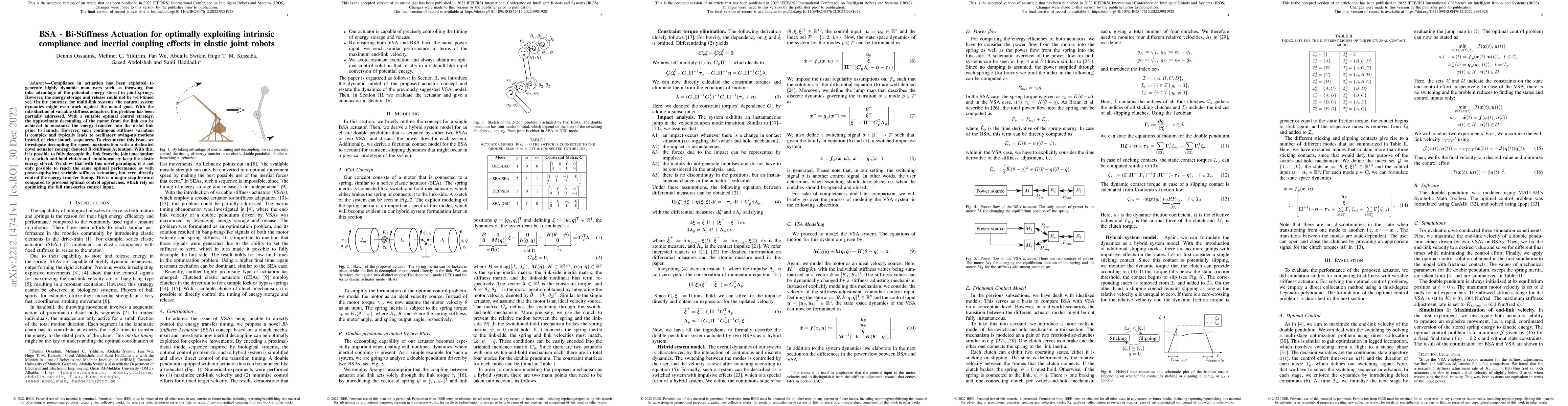 Thumbnail for BSA -- Bi-Stiffness Actuation for optimally exploiting intrinsic
  compliance and inertial coupling effects in elastic joint robots