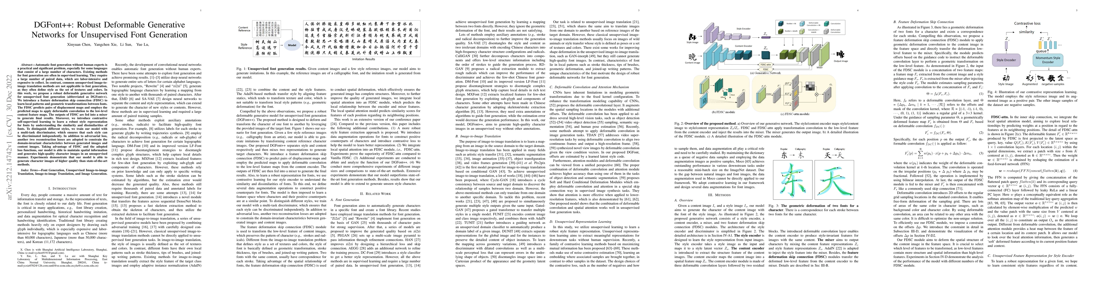 Thumbnail for DGFont++: Robust Deformable Generative Networks for Unsupervised Font
  Generation