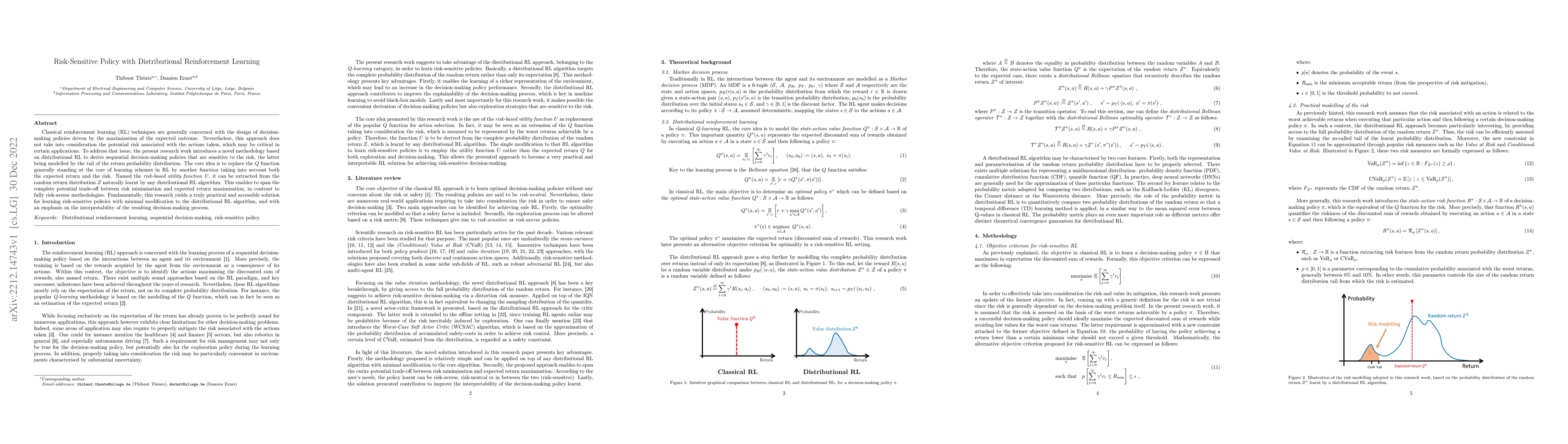 Thumbnail for Risk-Sensitive Policy with Distributional Reinforcement Learning