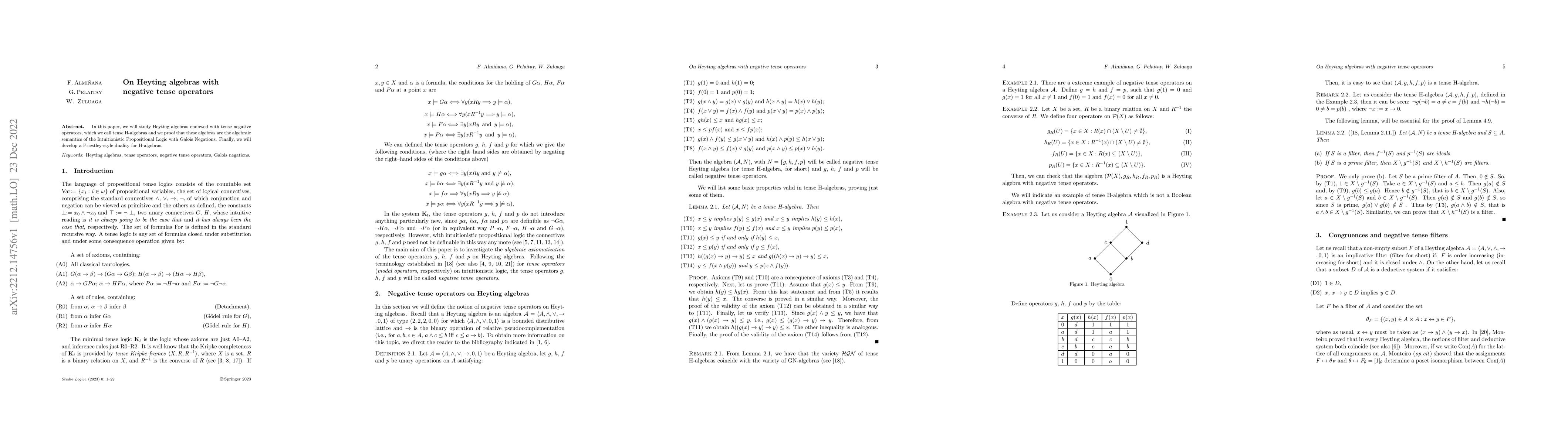 Thumbnail for On Heyting algebras with negative tense operators