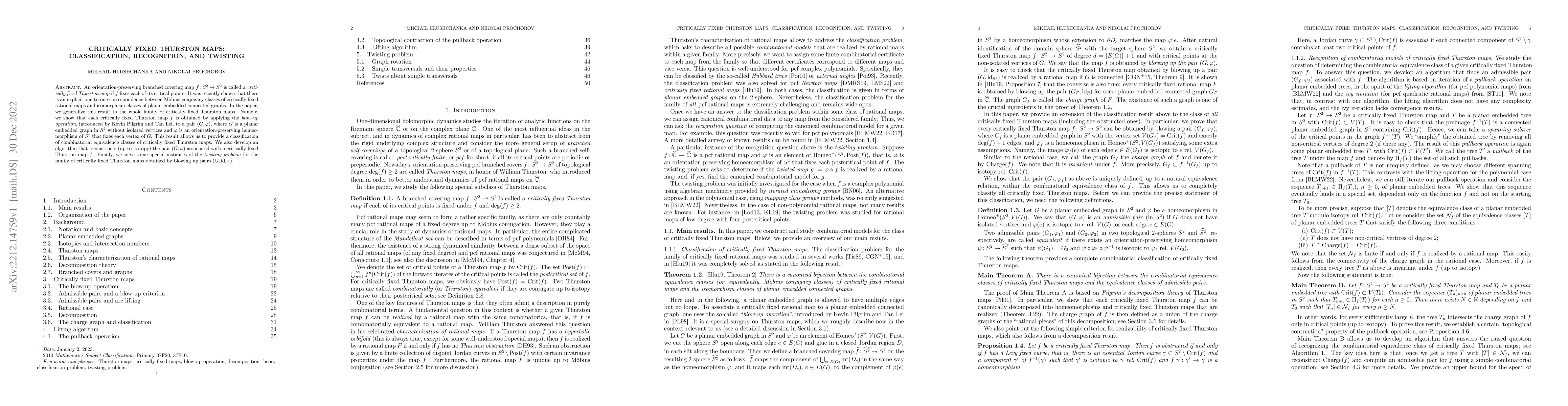 Thumbnail for Critically fixed Thurston maps: classification, recognition, and
  twisting