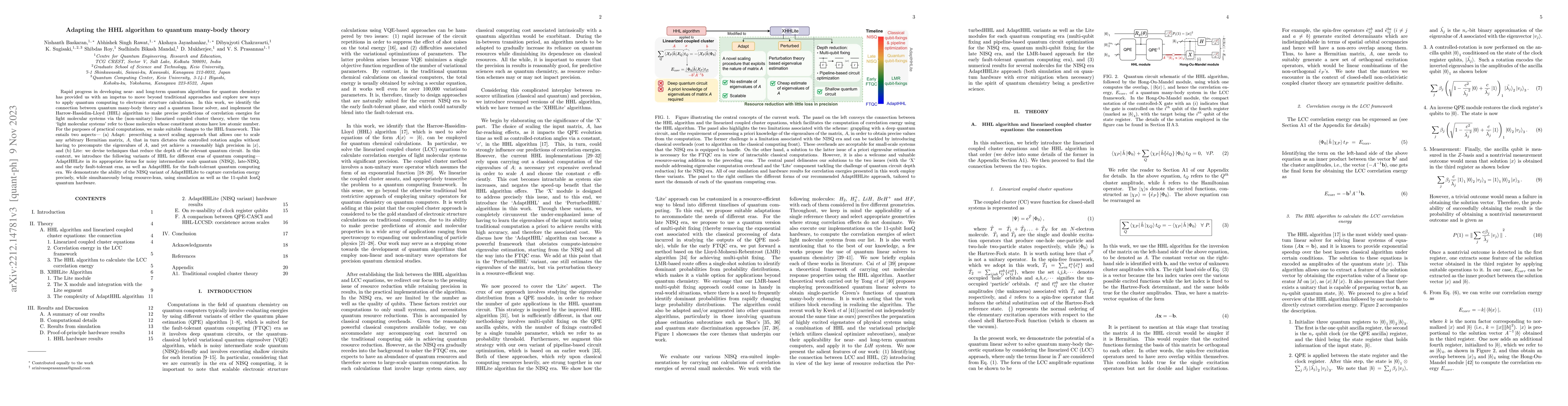 Thumbnail for Adapting the HHL algorithm to quantum many-body theory