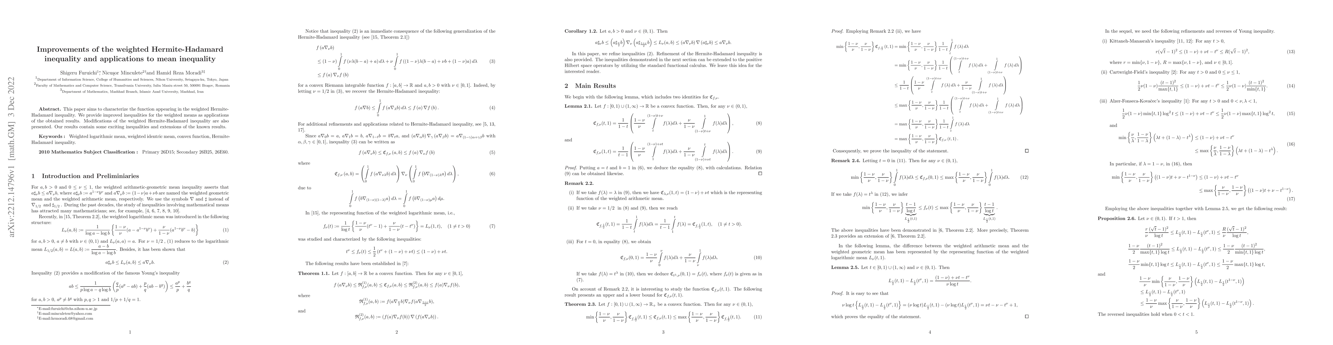 Thumbnail for Improvements of the weighted Hermite-Hadamard inequality and
  applications to mean inequality