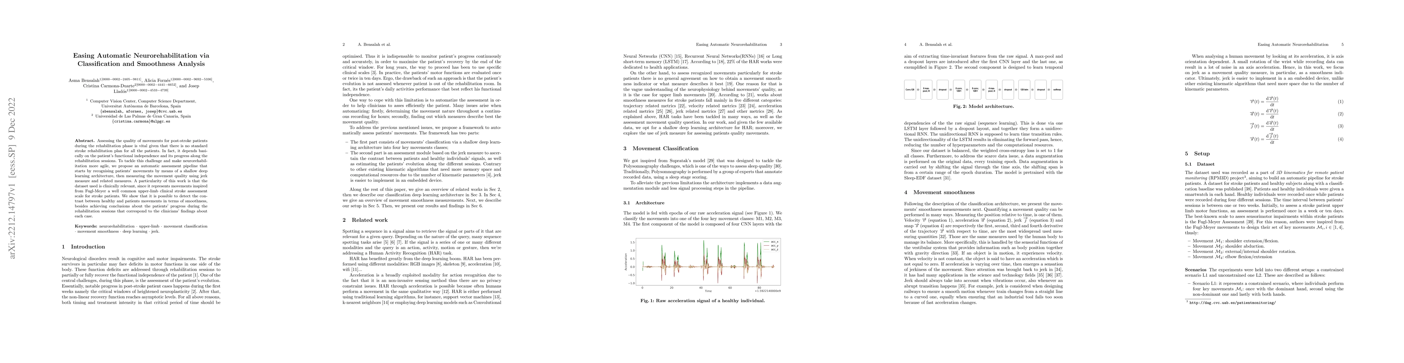 Thumbnail for Easing Automatic Neurorehabilitation via Classification and Smoothness
  Analysis