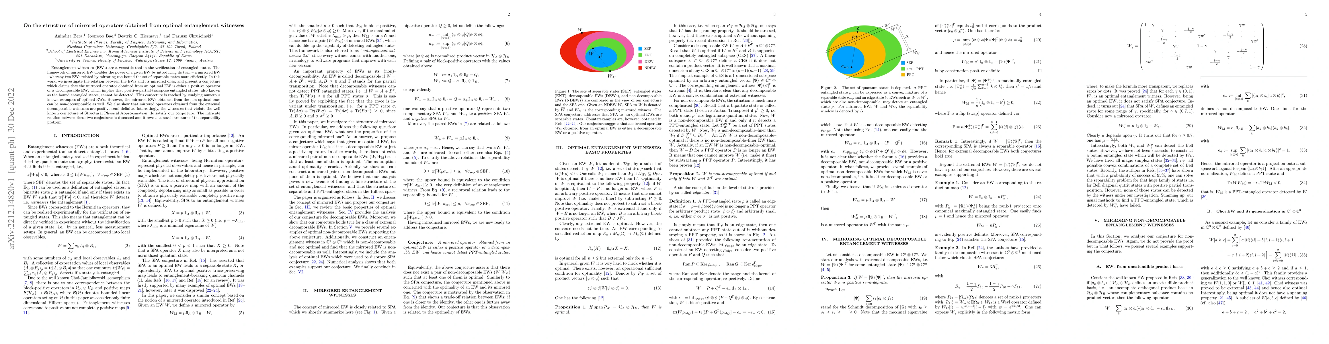 Thumbnail for On the structure of mirrored operators obtained from optimal
  entanglement witnesses
