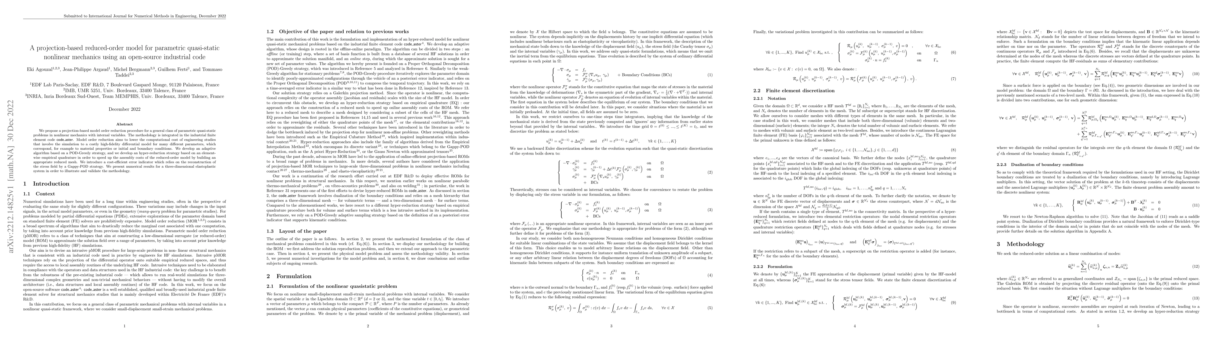 Thumbnail for A projection-based reduced-order model for parametric quasi-static
  nonlinear mechanics using an open-source industrial code