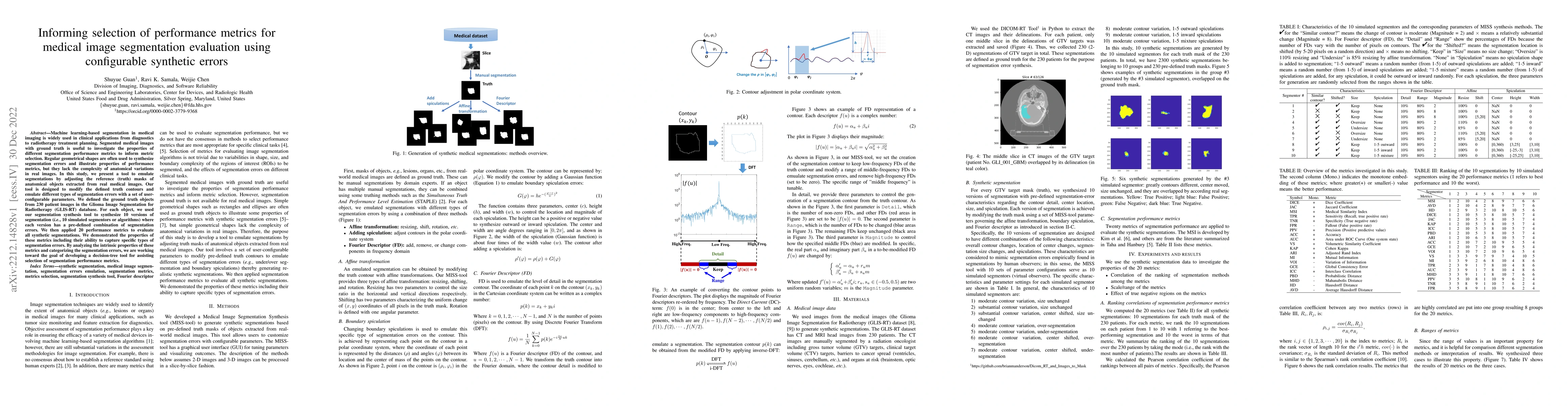 Thumbnail for Informing selection of performance metrics for medical image
  segmentation evaluation using configurable synthetic errors