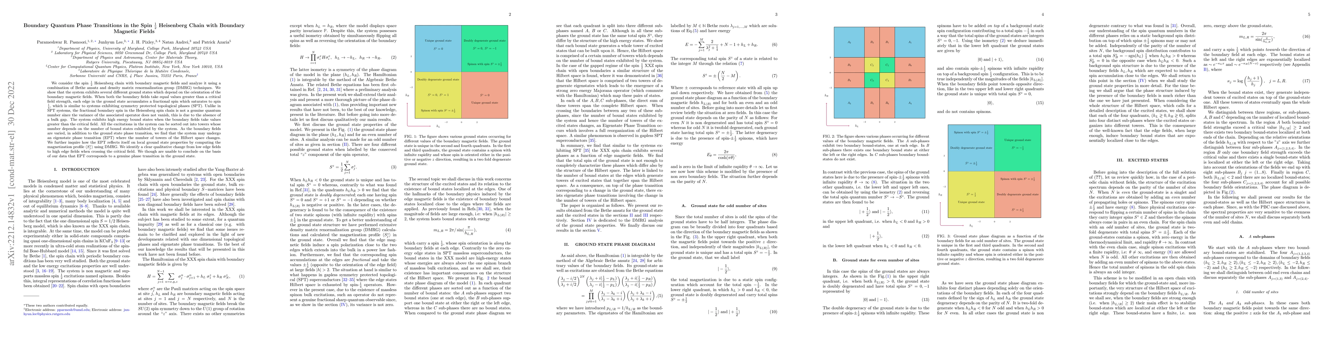 Thumbnail for Boundary Quantum Phase Transitions in the Spin $\frac{1}{2}$ Heisenberg
  Chain with Boundary Magnetic Fields