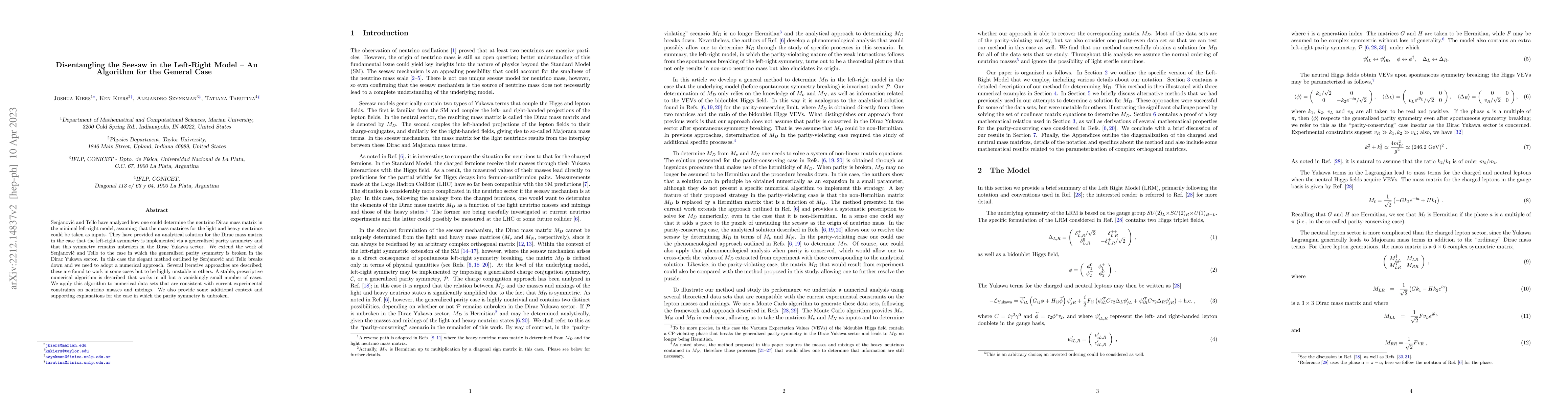 Thumbnail for Disentangling the Seesaw in the Left-Right Model -- An Algorithm for the
  General Case