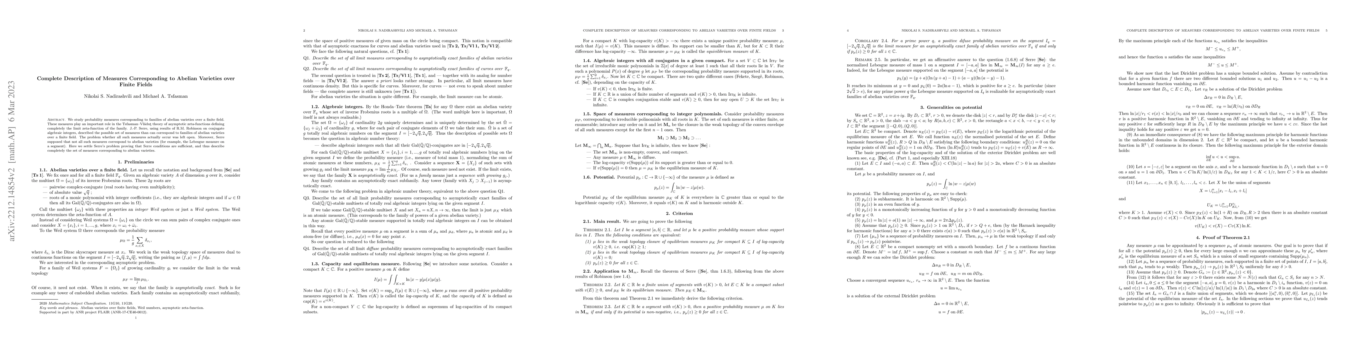 Thumbnail for Complete Description of Measures Corresponding to Abelian Varieties over
  Finite Fields