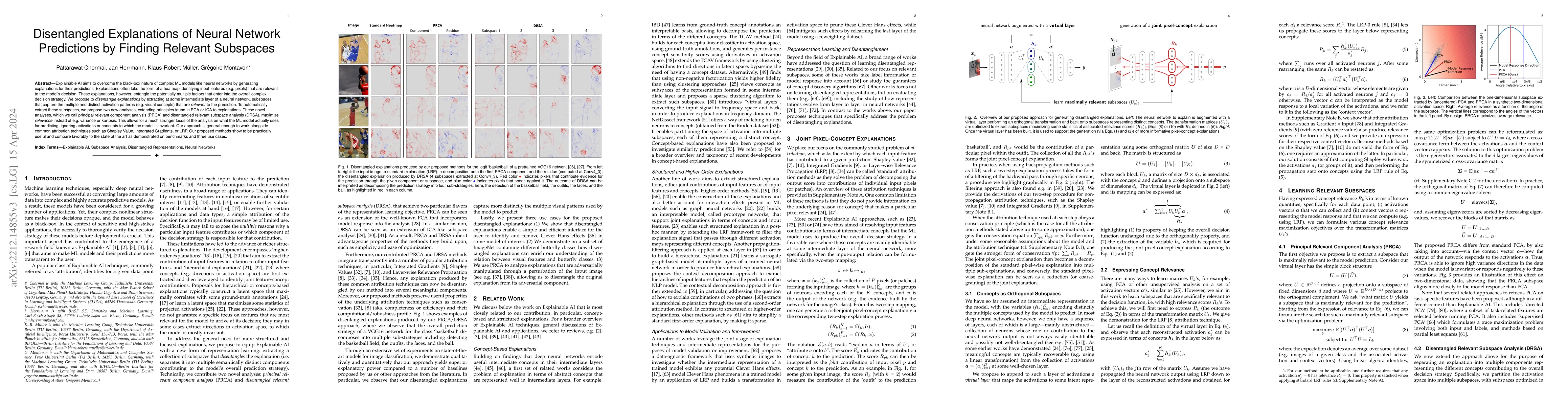 Thumbnail for Disentangled Explanations of Neural Network Predictions by Finding
  Relevant Subspaces