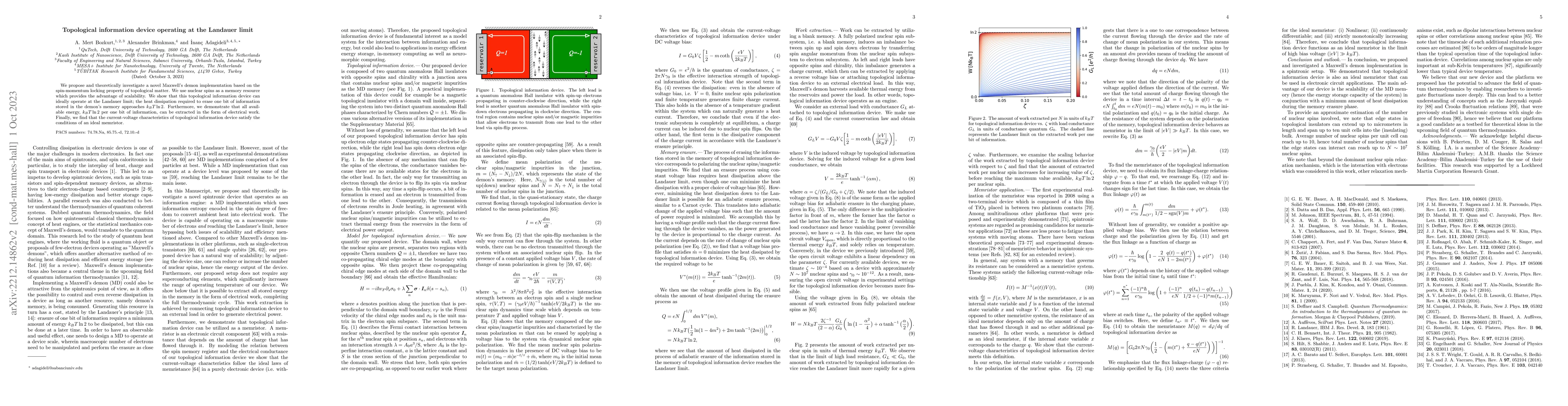 Thumbnail for Topological information device operating at the Landauer limit