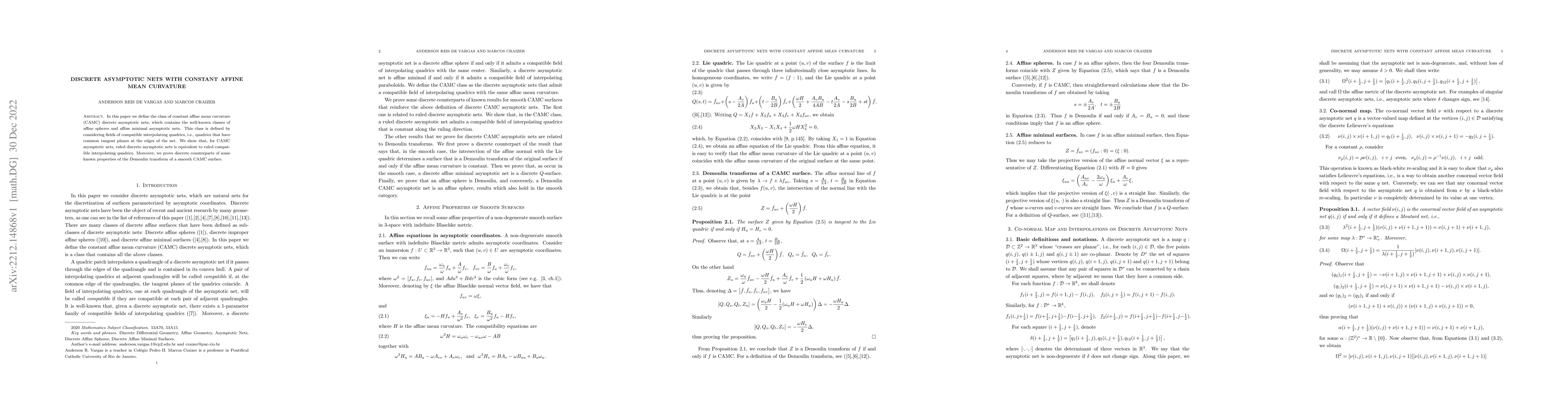 Thumbnail for Discrete Asymptotic Nets with Constant Affine Mean Curvature