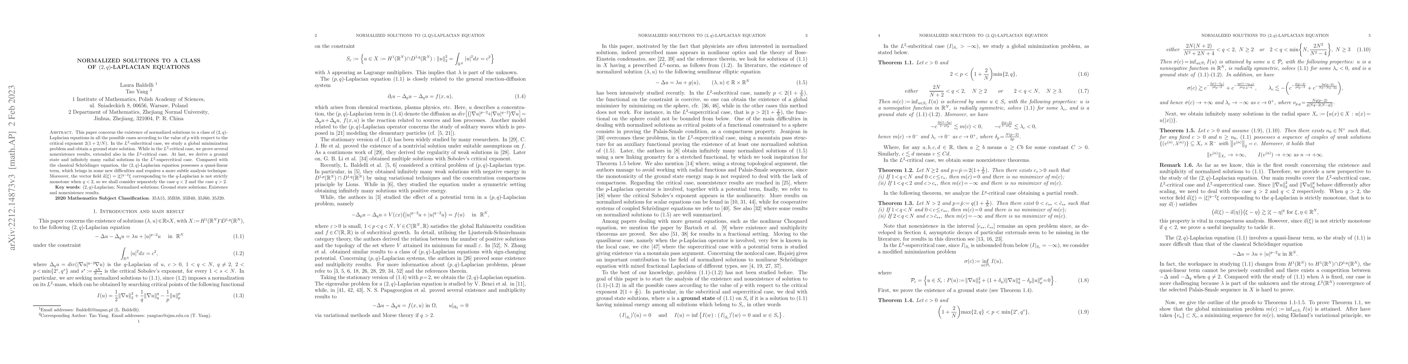 Thumbnail for Normalized solutions to a class of $(2,q)$-Laplacian equations