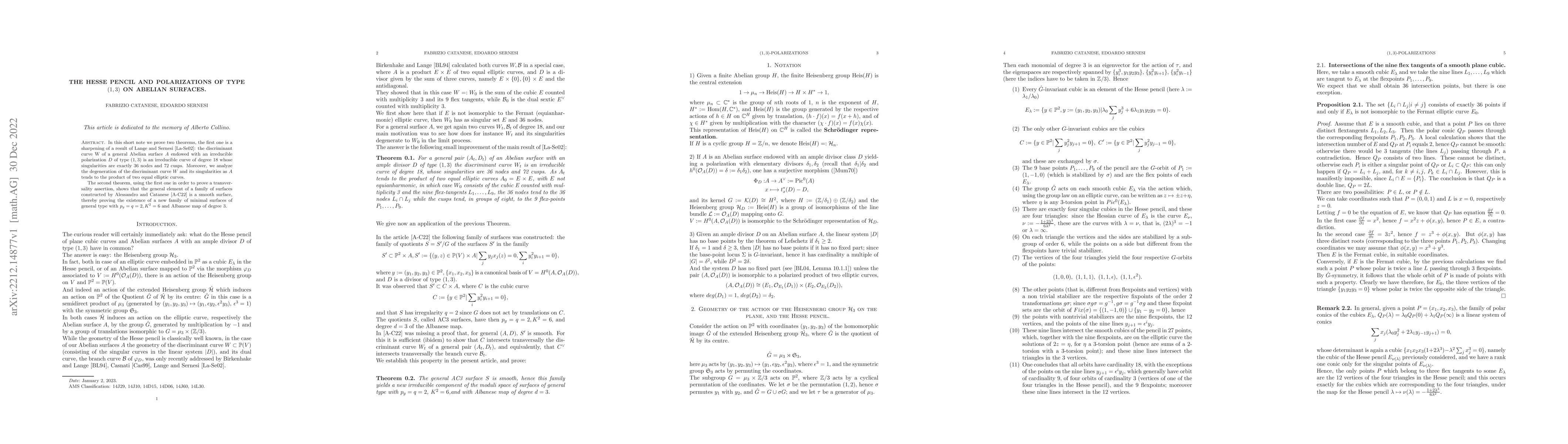 Thumbnail for The Hesse pencil and polarizations of type $(1,3)$ on Abelian surfaces