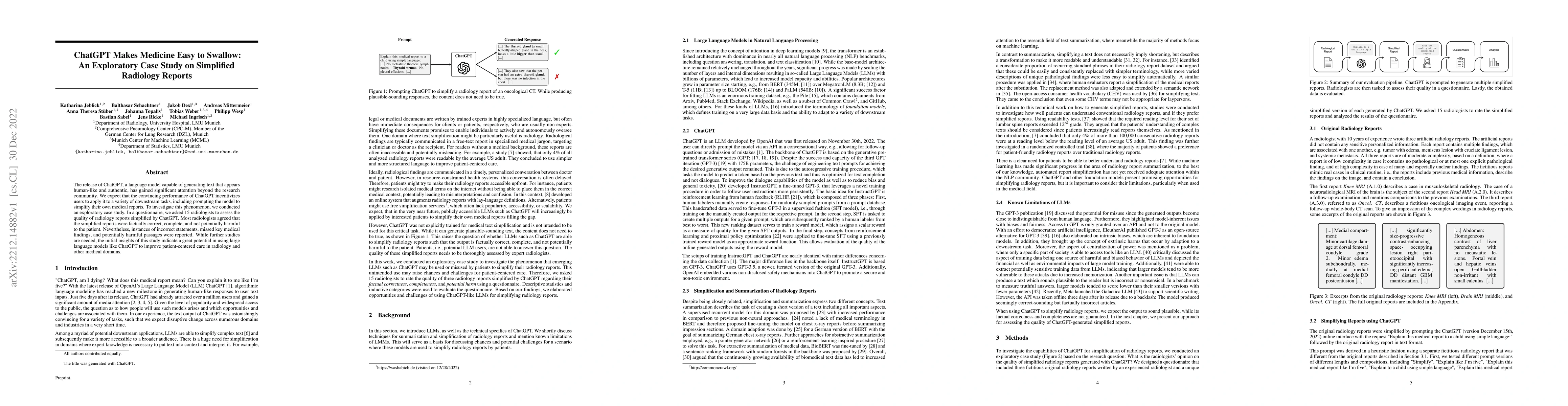 Thumbnail for ChatGPT Makes Medicine Easy to Swallow: An Exploratory Case Study on
  Simplified Radiology Reports