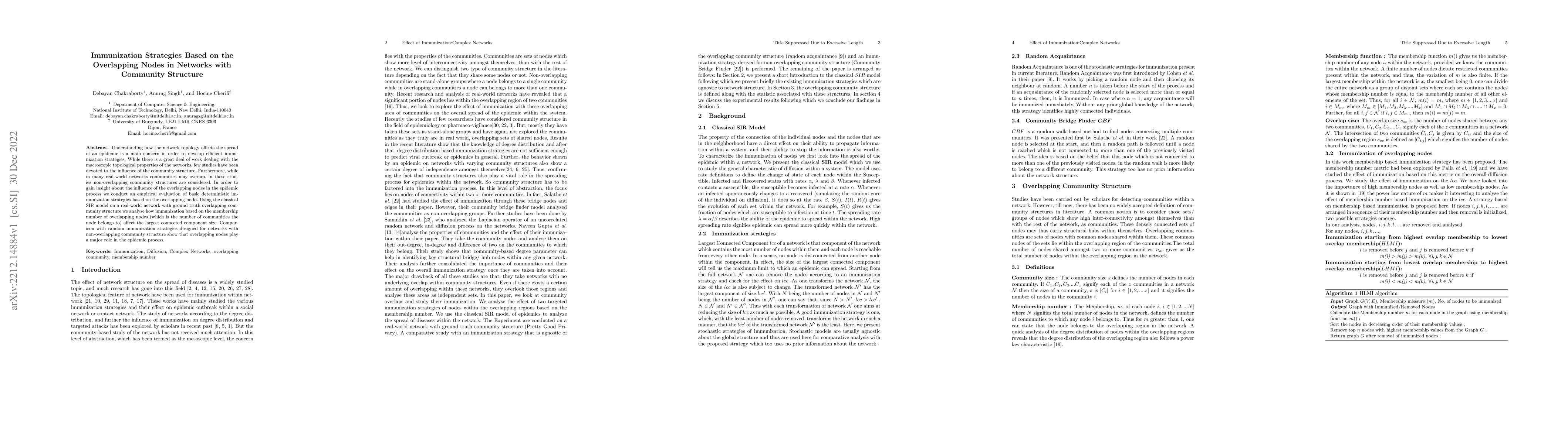 Thumbnail for Immunization Strategies Based on the Overlapping Nodes in Networks with
  Community Structure