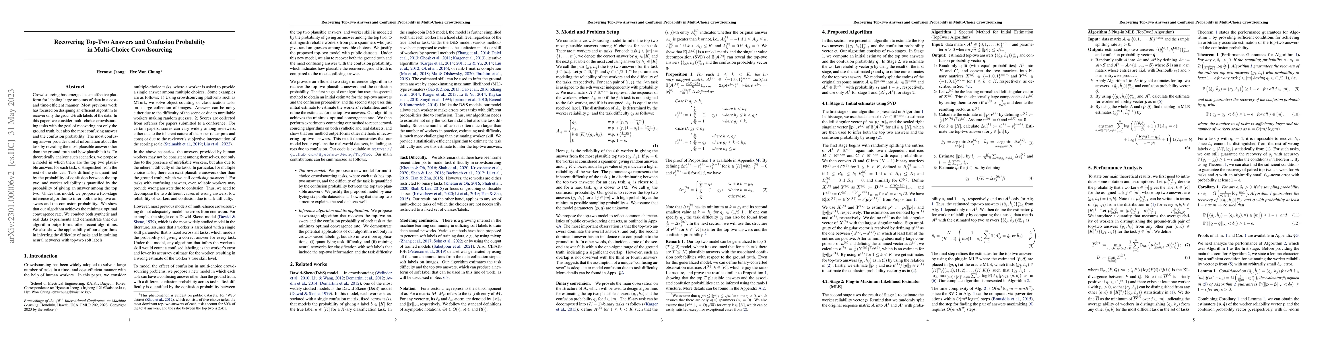 Thumbnail for Recovering Top-Two Answers and Confusion Probability in Multi-Choice
  Crowdsourcing