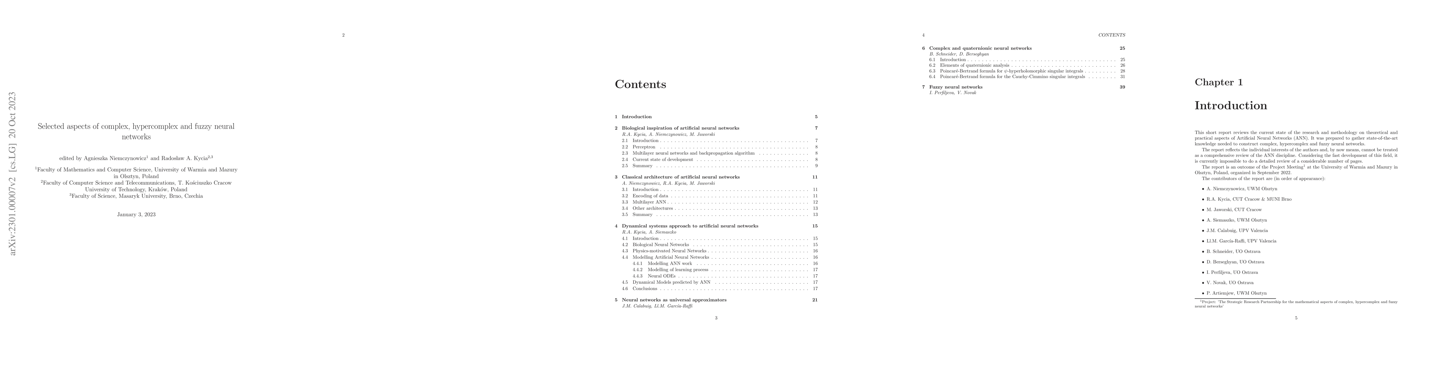 Thumbnail for Selected aspects of complex, hypercomplex and fuzzy neural networks