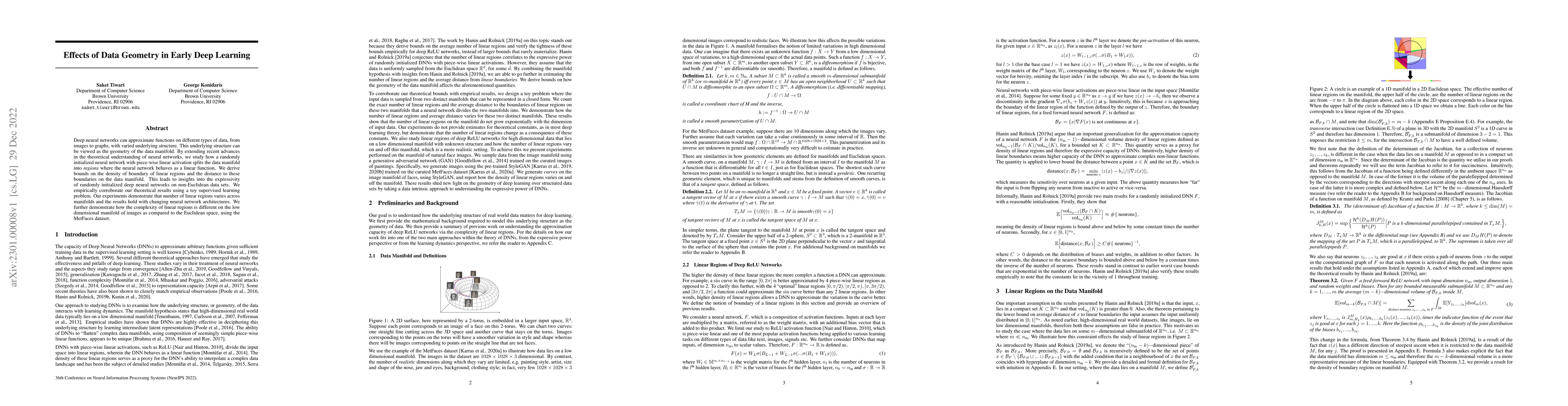 Thumbnail for Effects of Data Geometry in Early Deep Learning