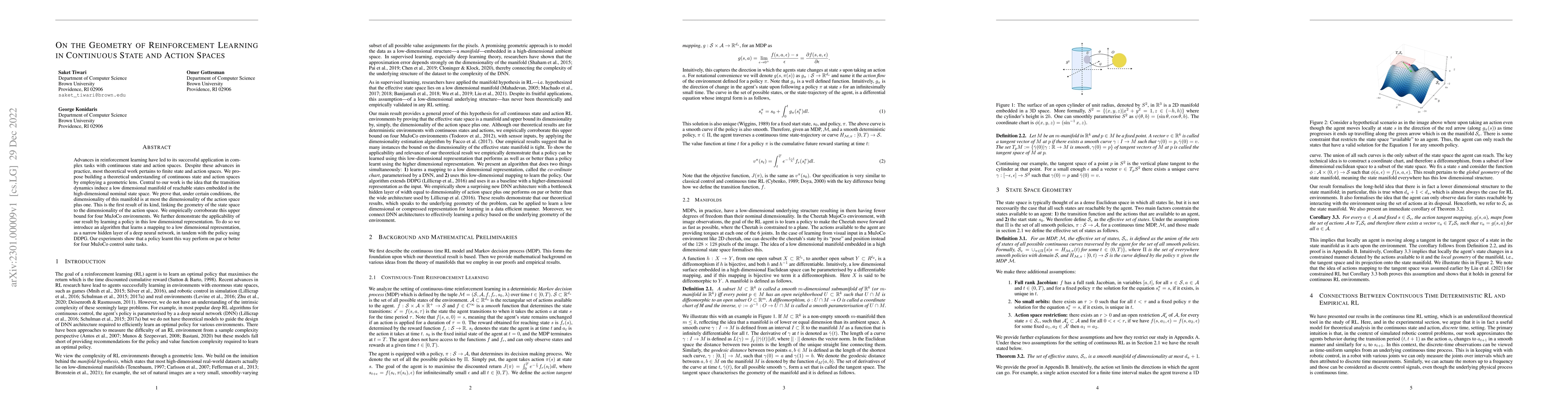 Thumbnail for On the Geometry of Reinforcement Learning in Continuous State and Action
  Spaces