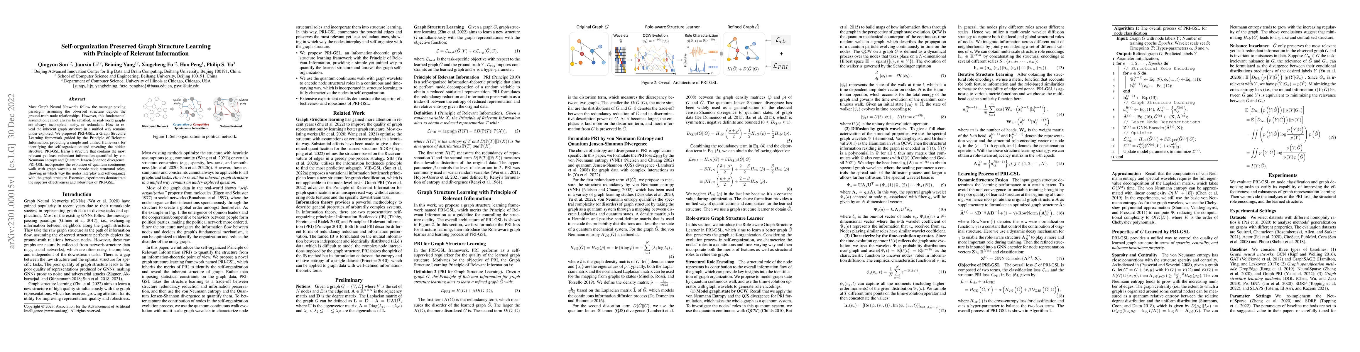 Thumbnail for Self-organization Preserved Graph Structure Learning with Principle of
  Relevant Information