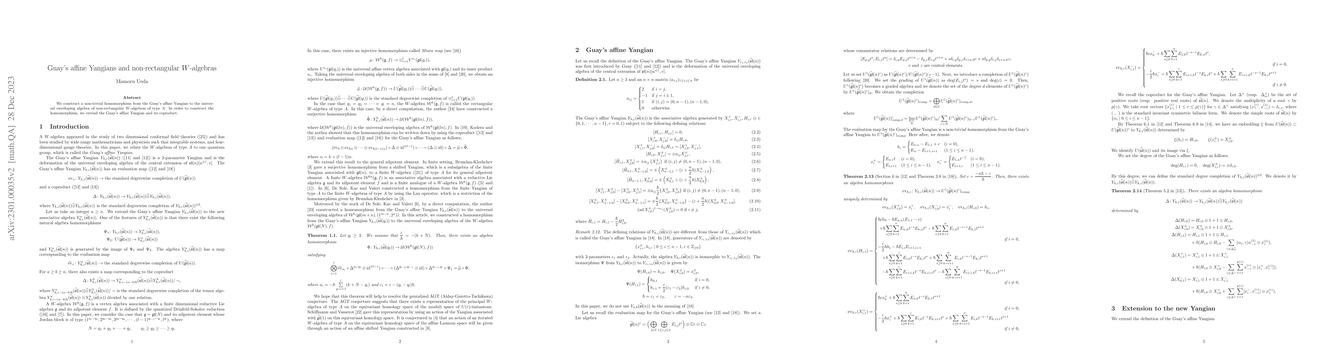 Thumbnail for Guay's affine Yangians and non-rectangular $W$-algebras
