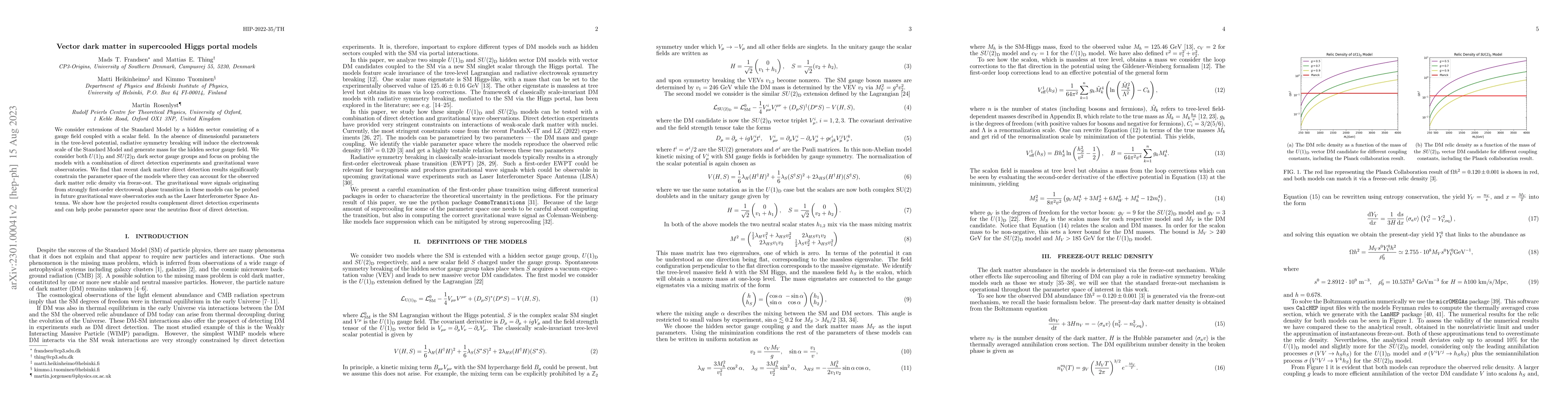 Thumbnail for Vector dark matter in supercooled Higgs portal models