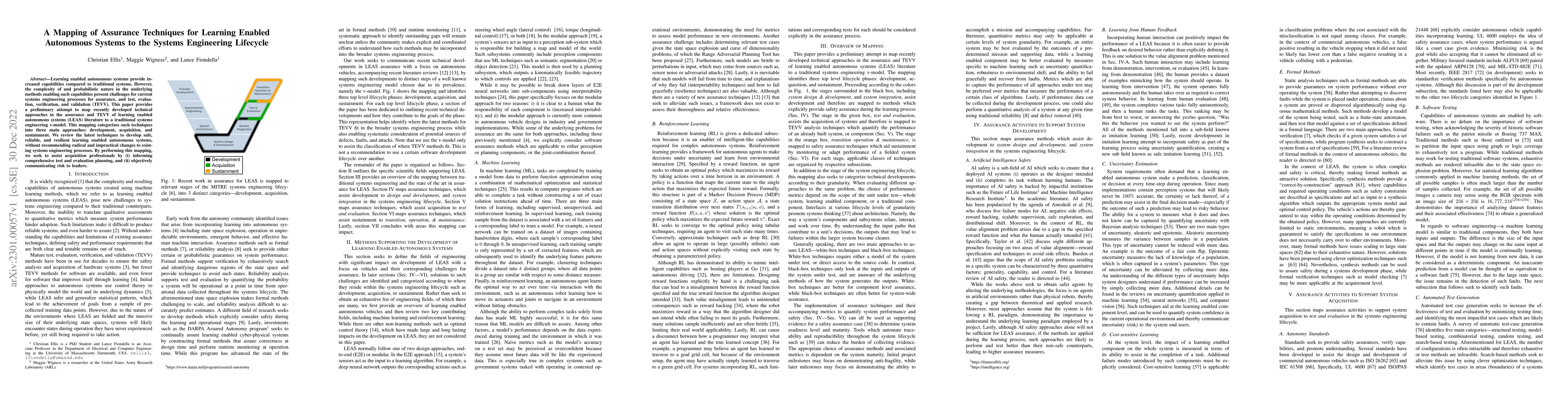 Thumbnail for A Mapping of Assurance Techniques for Learning Enabled Autonomous
  Systems to the Systems Engineering Lifecycle