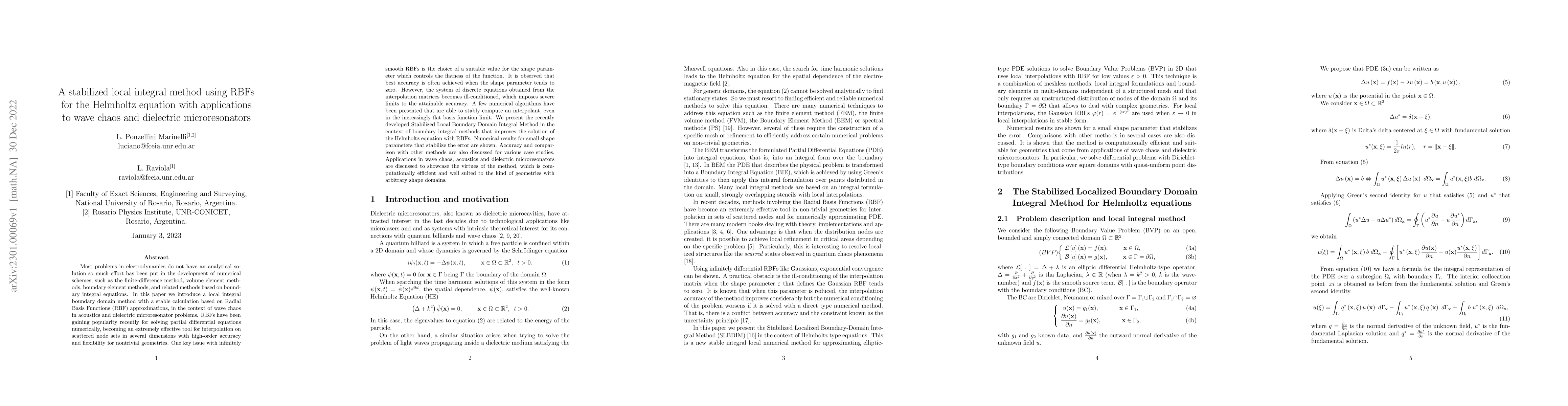 Thumbnail for A stabilized local integral method using RBFs for the Helmholtz equation
  with applications to wave chaos and dielectric microresonators