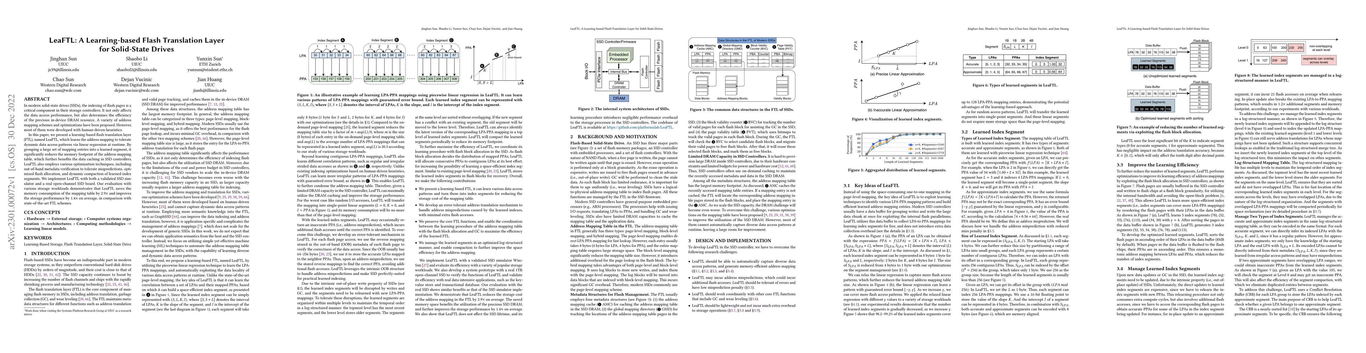 Thumbnail for LeaFTL: A Learning-Based Flash Translation Layer for Solid-State Drives
