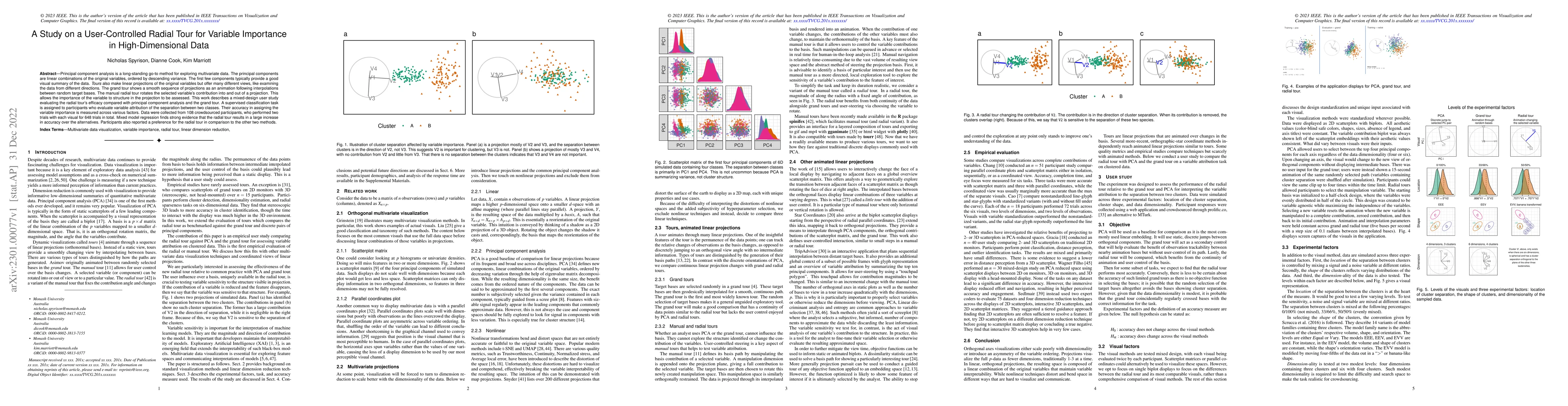 Thumbnail for A Study on a User-Controlled Radial Tour for Variable Importance in
  High-Dimensional Data